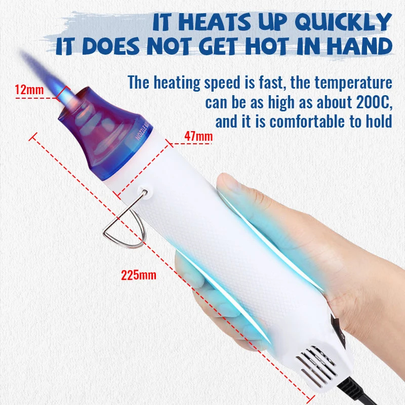 Heat Gun Small - ปืนลมร้อน 220V ปืนเป่าลมร้อนสำหรับงานบัดกรี อุปกรณ์ DIY ปืนเป่าลมร้อนไฟฟ้าขนาดเล็ก