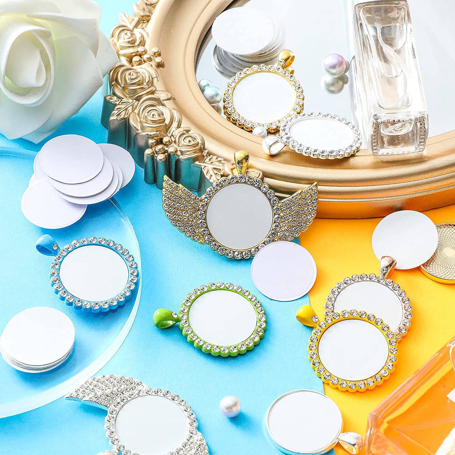 Bezels Set Pendant - AT35-Sublimation อลูมิเนียมชุดสติกเกอร์รอบเปล่า BEZEL จี้ถาดแผ่นอลูมิเนียม,ระเหิดแผ่นเปล่า