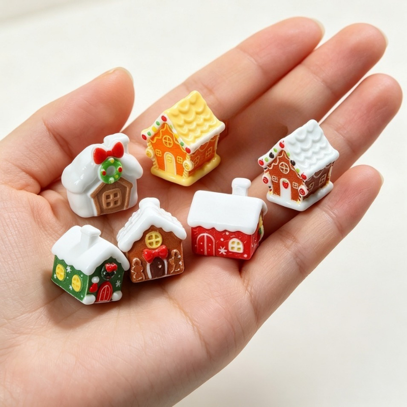 6 ชิ้น จี้บ้านขนมปังขิงเรซิ่น  - Resin Crafts Diy บทวิจารณ์และราคา